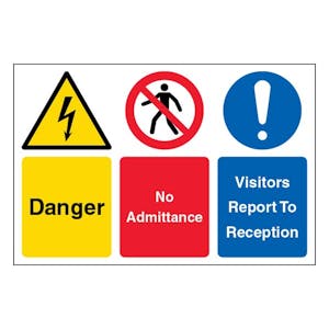 Danger/No Admittance/Visitors Report To Reception - Large Landscape