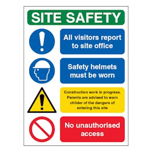 Site Safety - All Visitors Report To Site Office - Portrait
