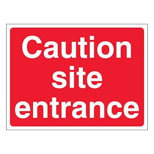 Caution Site Entrance - Landscape - Red