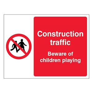Construction Traffic Beware Of Children Playing - Landscape