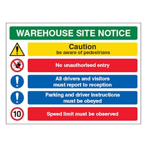 Warehouse Site Notice 10 mph - Landscape