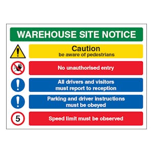 Warehouse Site Notice 5 mph - Landscape