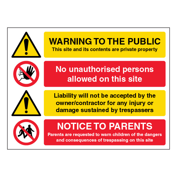 Own Property Warning Warning Private Property No Unauthorised Persons Sign | SafetySigns4Less