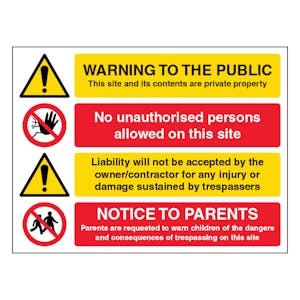 Warning Private Property No Unauthorised Persons - Landscape
