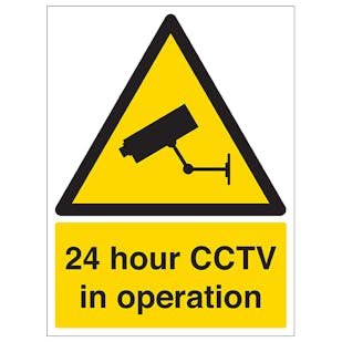 24 Hour CCTV In Operation - Portrait
