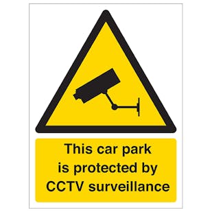 Car Park Is Protected By CCTV Surveillance - Portrait