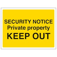 Security Notice, Private Property, Keep Out