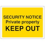Security Notice, Private Property, Keep Out