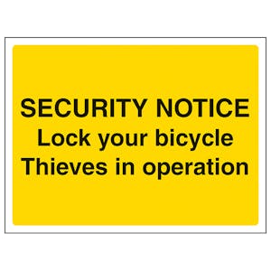 Security Notice Lock Your Bicycle - Landscape