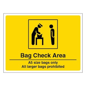 Bag Check Area A5 Size Bags Only Larger Bags Prohibited - Landscape