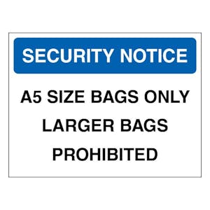 Security Notice A5 Size Bags Only - Blue