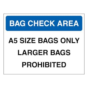 Bag Check Area A5 Size Bags Only - Blue