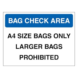 Bag Check Area A4 Size Bags Only - Blue
