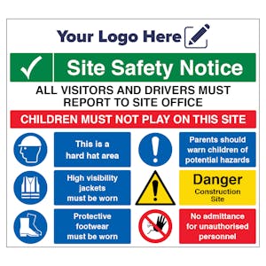 Multi Hazard Site Safety All Visitors To Site Office - 775mm x 700mm - Custom
