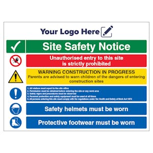 Multi Hazard Site Safety Notice 5 Points - 600mm x 450mm - Custom