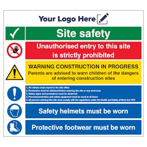 Multi Hazard Site Safety Notice 5 Points - 775mm x 700mm - Custom