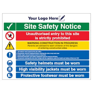 Multi Hazard Site Safety Notice 6 Points - 600mm x 450mm - Custom