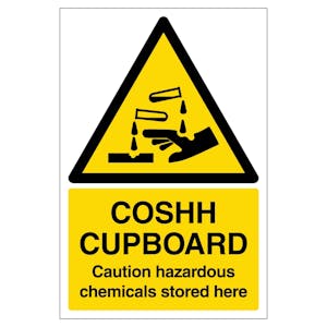 COSHH Cupboard Caution Hazardous Chemicals Stored Here