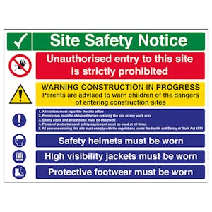 Multi Hazard Site Safety Notice 6 Points - Correx