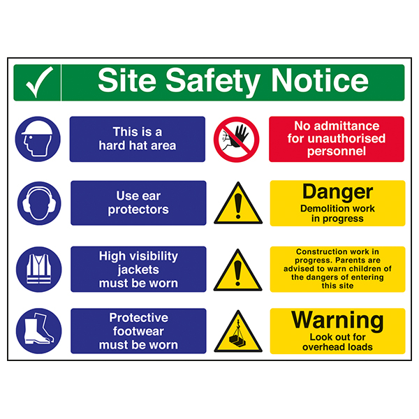 Multi Hazard Site Safety Notice 8 Points 2 Column | Hazard Signs ...