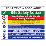 Multi Hazard Site Safety Notice 6 Points - Large Landscape