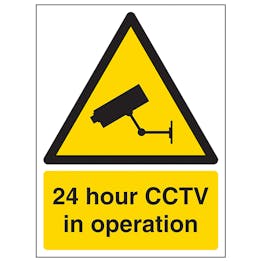 24 Hour CCTV In Operation - Super-Tough Rigid Plastic