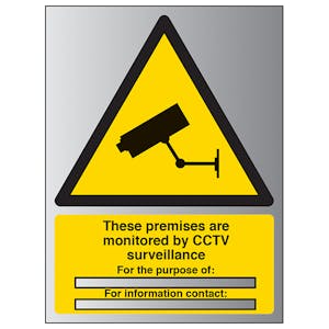 These Premises Are Monitored By CCTV - Portrait - Aluminium Effect