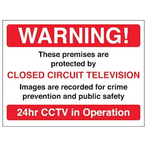 Warning! These Premises Are Protected By CCTV - Red