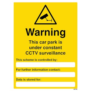 Warning Car Park Under Surveillance - Portrait