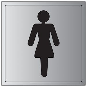 Female Toilet Symbol - Aluminium Effect