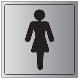 Female Toilet Symbol - Aluminium Effect