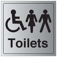 Unisex and Disabled Toilet - Aluminium Effect