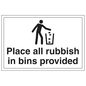 Place Rubbish In Bins Provided - Large Landscape