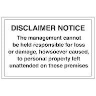 Disclaimer Notice - Management Responsibility