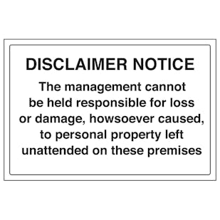 Disclaimer Notice - Management Responsibility