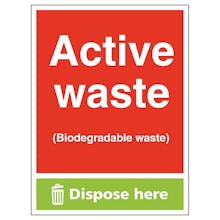 Active Waste (Biodegradable Waste) Dispose Here - Portrait