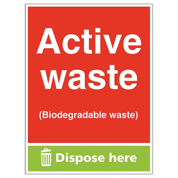 Active Waste (Biodegradable Waste) Dispose Here Waste Signs Recycling Signs Nobutts