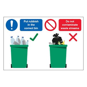 Put Rubbish In The Correct Bin / Do Not Contaminate Waste Streams - Large Landscape