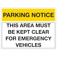 Parking Notice - This Area Must Be Kept Clear For Emergency Vehicles - Landscape