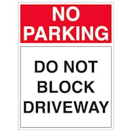 No Parking - Do Not Block Driveway - Portrait