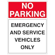 No Parking - Emergency And Service Vehicles Only - Portrait