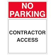 No Parking - Contractor Access - Portrait