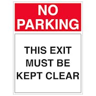 No Parking - This Exit Must Be Kept Clear - Portrait