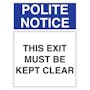 This Exit Must Be Kept Clear - Portrait