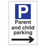 Parent And Child Parking Arrow Right - Portrait