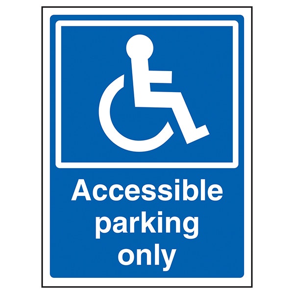 Cartello Parcheggio Disabili 'Safety Disabled Parking Only' 300x400 Mm - Plastica Rigida 1mm Antintemperie