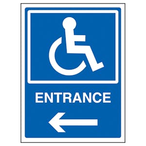 Disabled Entrance Arrow Left - Super-Tough Rigid Plastic
