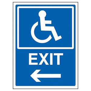 Disabled Exit Arrow Left - Super-Tough Rigid Plastic