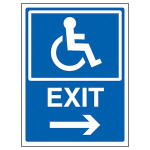 Disabled Exit Arrow Right - Super-Tough Rigid Plastic