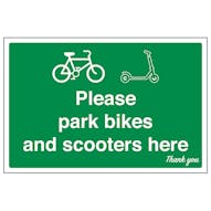 Please Park Bikes and Scooters Here